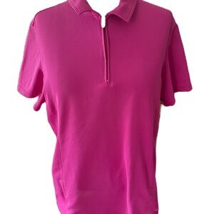 N’ Vo Women’s Sport Golf Polo Shirt Wicking Material Collared Bright Pink. large